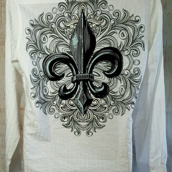Premium Culture Italy Button Up Shirt Fleur De Lis - Picture 4 of 6